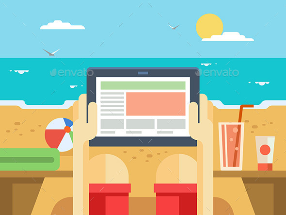 Digital Tablet on Beach - Landscapes Nature