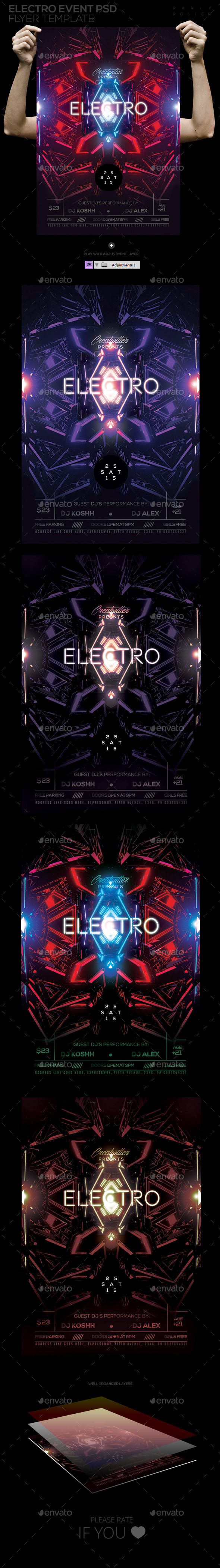 Electro Event Flyer / Poster Template - Clubs & Parties Events