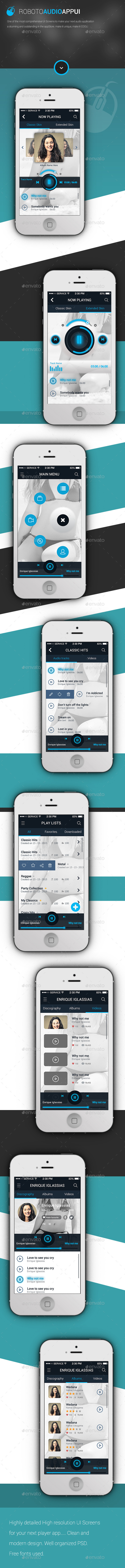 Roboto Phone Player App User Interface Kit - User Interfaces Web Elements
