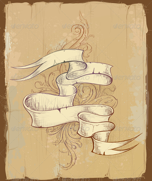 Vintage Design of Ribbon with Beautiful Pattern - Backgrounds Decorative