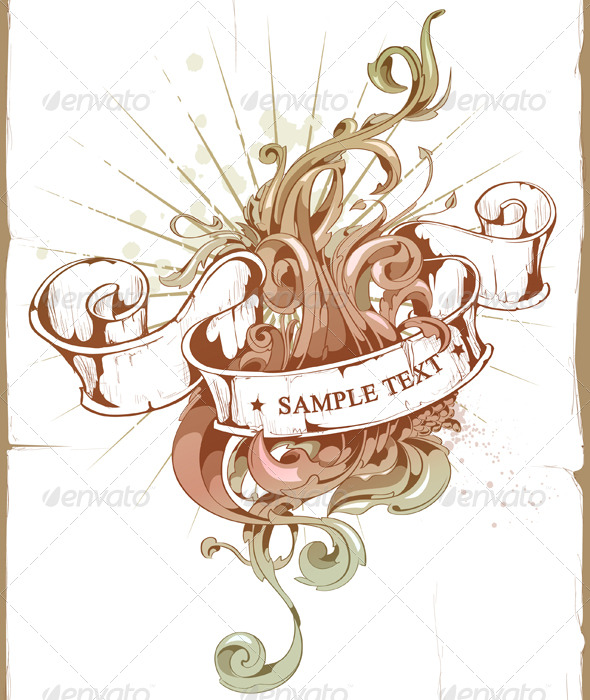 Vintage Design of Ribbon with Beautiful Pattern - Decorative Symbols Decorative