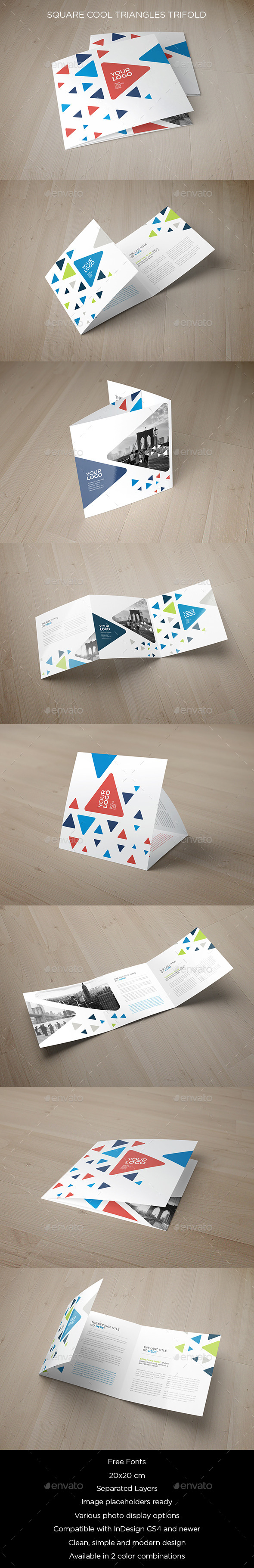Square Cool Triangles Trifold - Brochures Print Templates