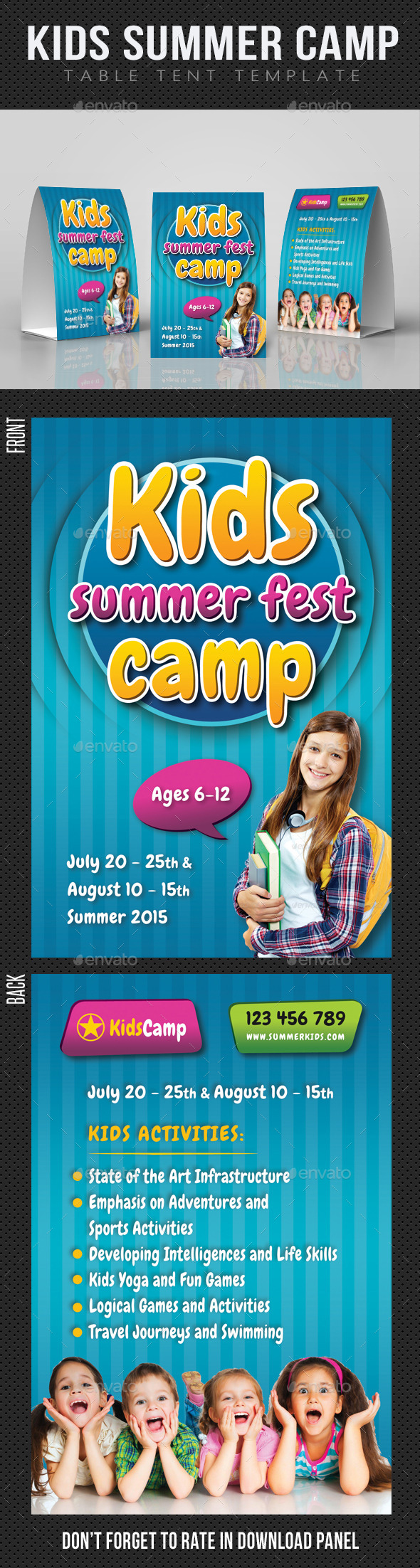 Kids Summer Camp Table Tent Template