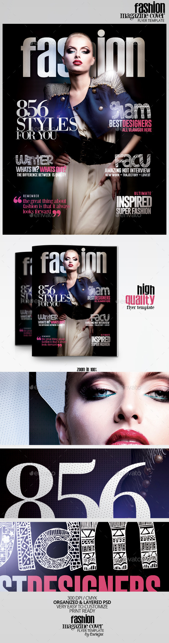 Fashion Magazine Cover Flyer Template - Flyers Print Templates