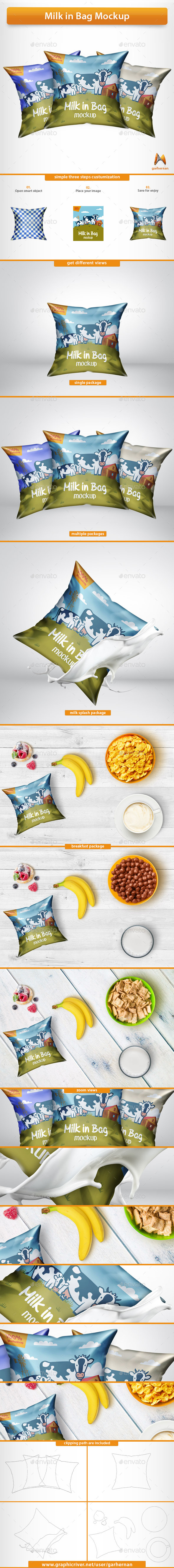 Milk Bag Mockup - Food and Drink Packaging