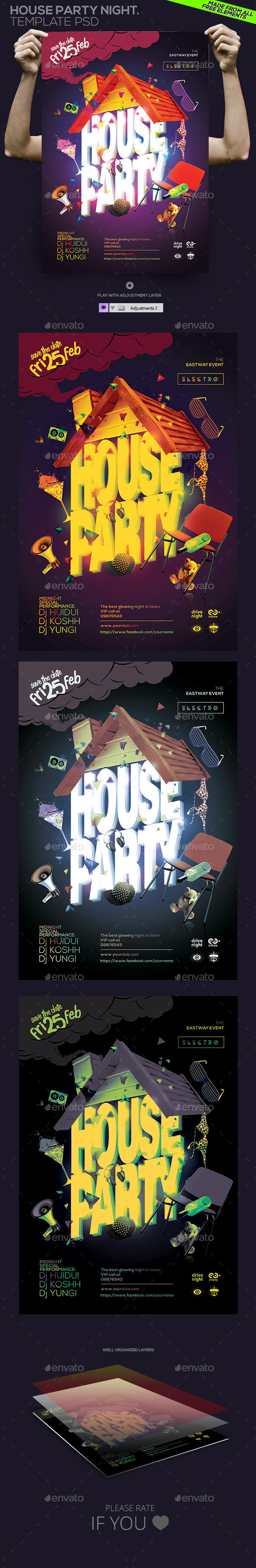 House Party Night Template - Clubs & Parties Events