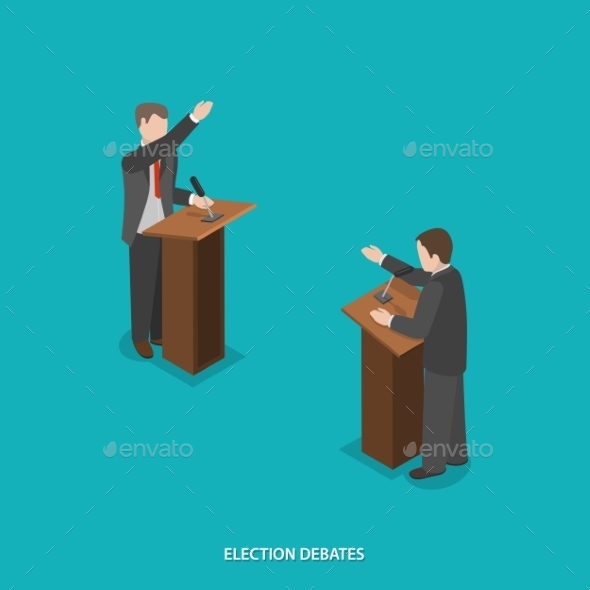 Election Debates Flat Isometric Vector. - Concepts Business