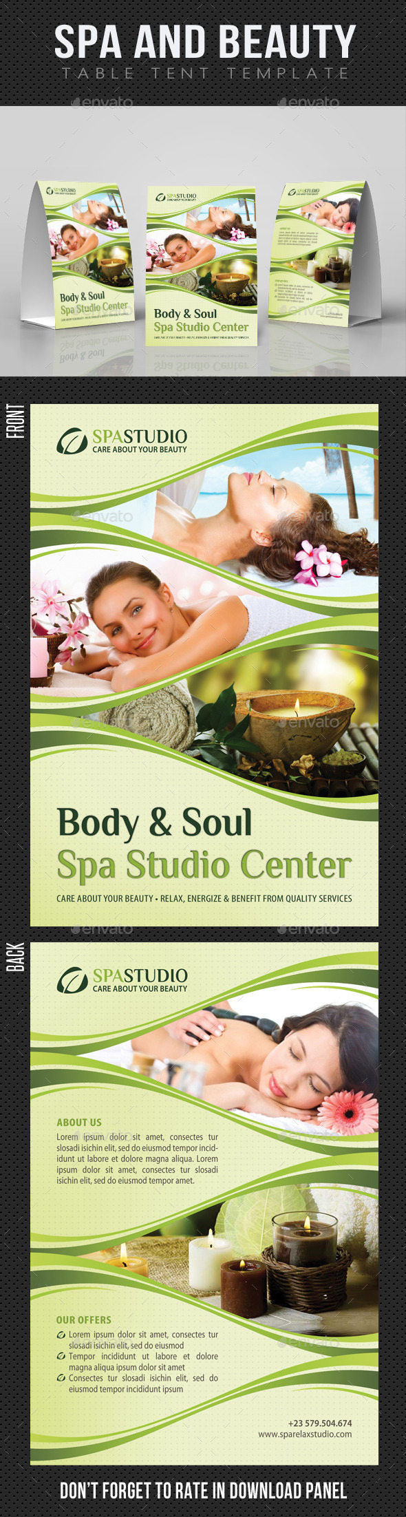 Spa And Beauty Table Tent Template 01 - Miscellaneous Print Templates