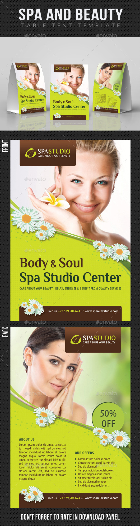 Spa And Beauty Table Tent Template 02 - Miscellaneous Print Templates