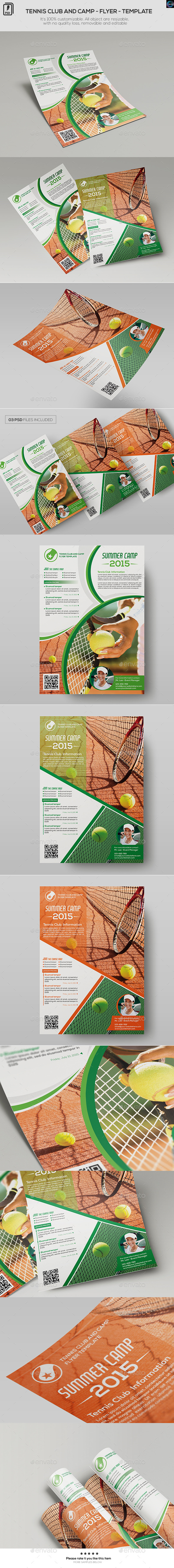 Tennis Club and Camp - Flyer Template - Sports Events