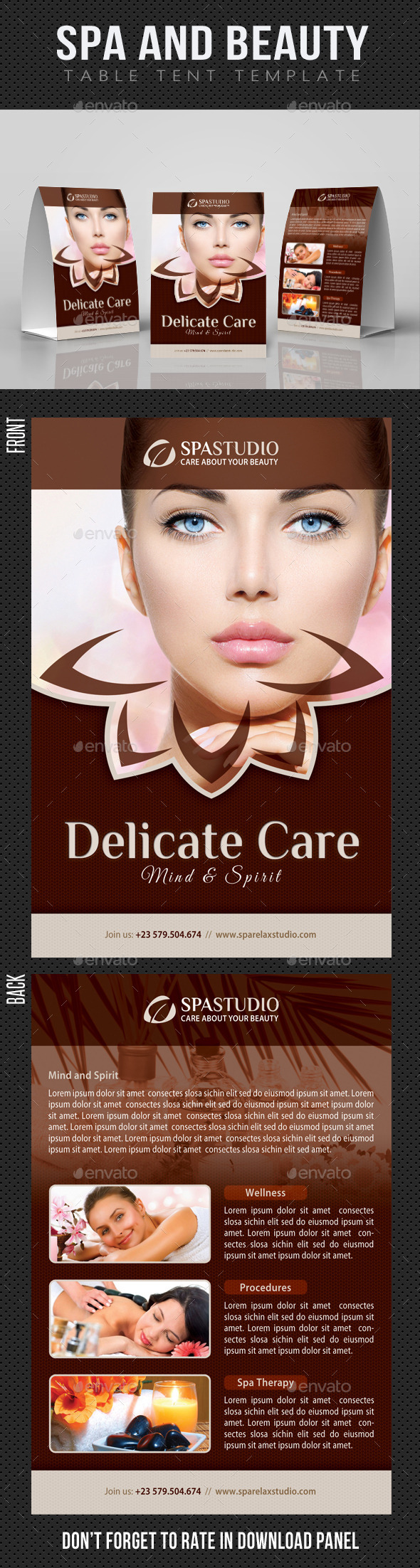 Spa And Beauty Table Tent Template 03 - Miscellaneous Print Templates