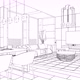 Line Sketch of the Interior Living Room - VideoHive Item for Sale