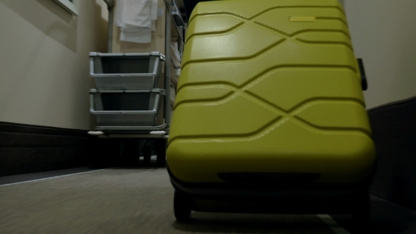 Rolling Trolley Bag In Hotel Corridor, Stock Footage | VideoHive