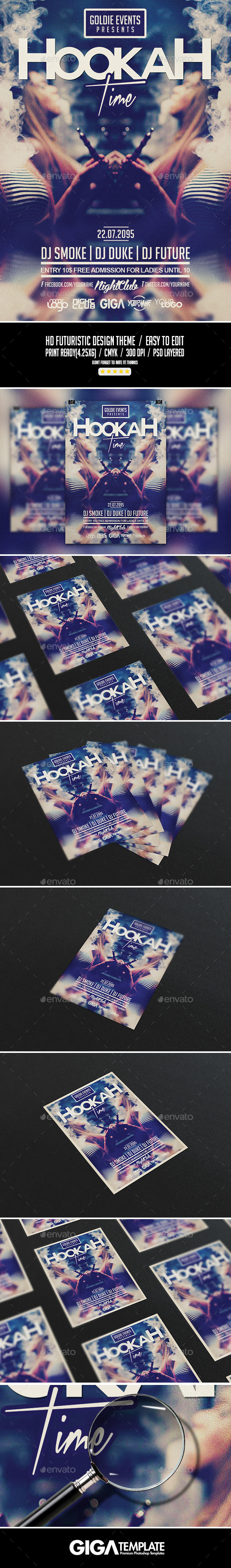 Hookah Time | Lifestyle Party PSD Flyer Template - Events Flyers