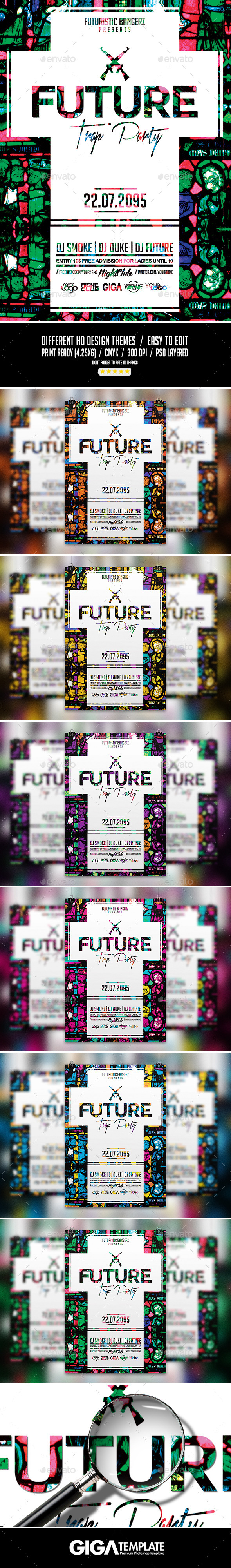 Future Trap Party | Futuristic PSD Flyer Template - Events Flyers