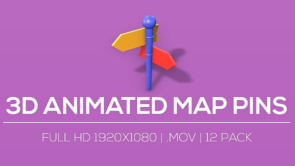 3D Animated Map Pins V2 - 12 Pack