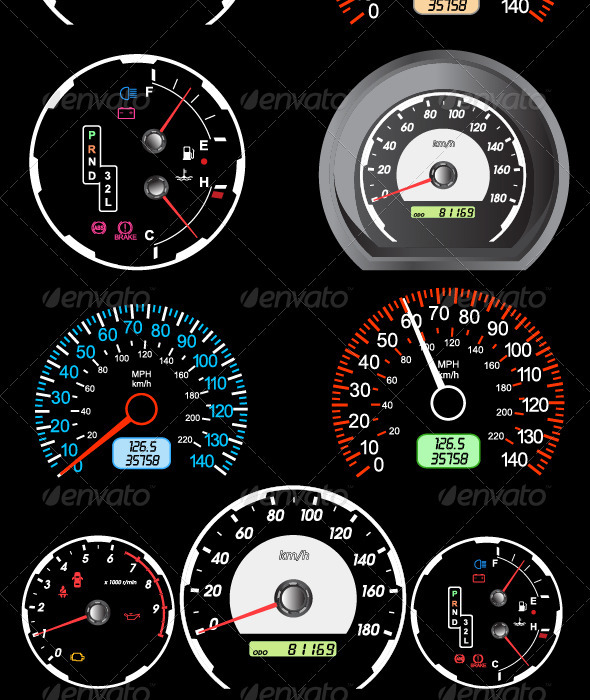 Set of Car Speedometers for Racing Design. - Miscellaneous Conceptual
