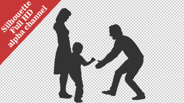 Silhouette of Little Boy Playing with His Parents alt