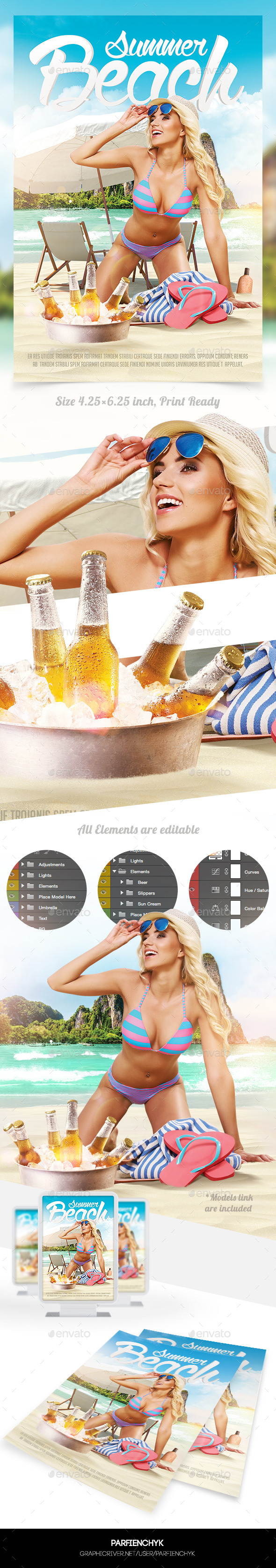 Summer Beach Party Flyer Template - Clubs & Parties Events