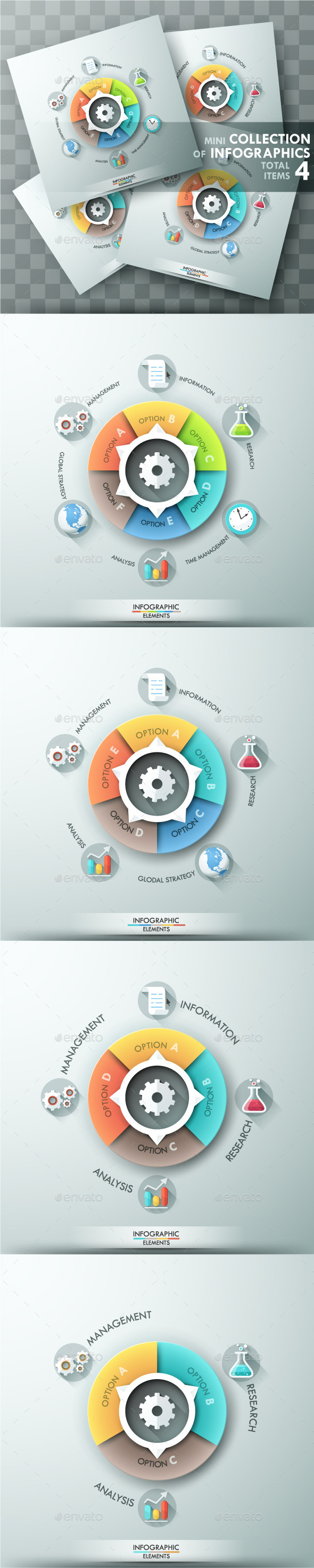 Modern Infographic Pie Charts (4 Items) - Infographics