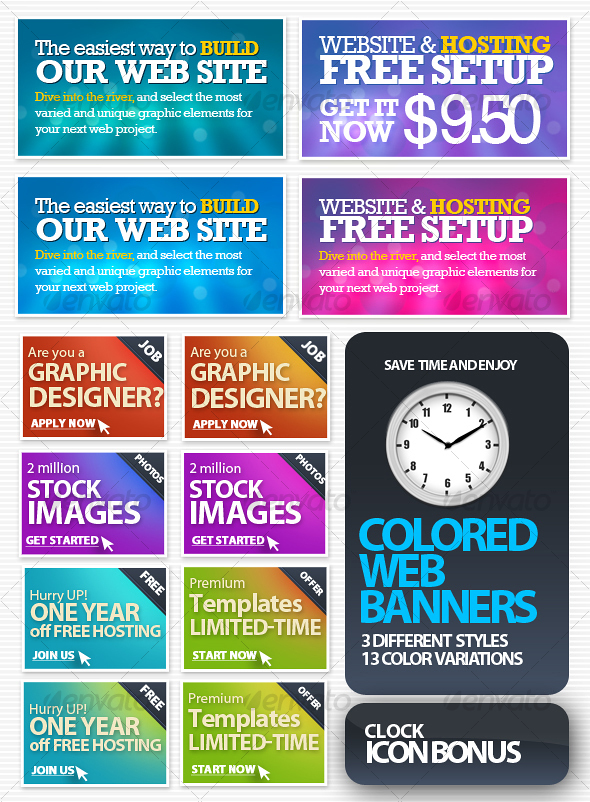 Colored Web Banners - Web Elements