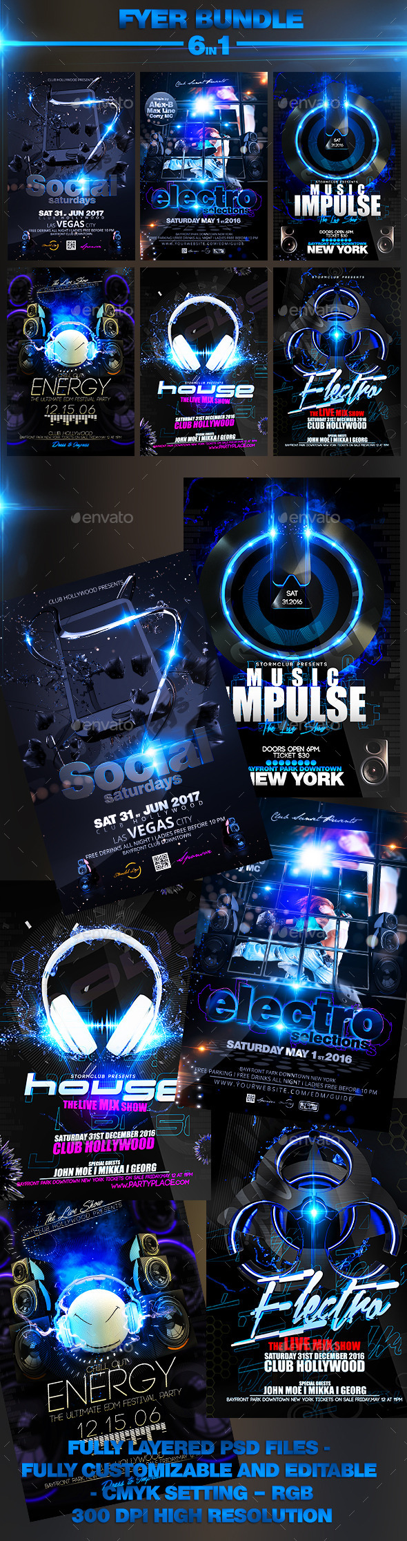 Party Flyer Electro Bundle V2 - Events Flyers