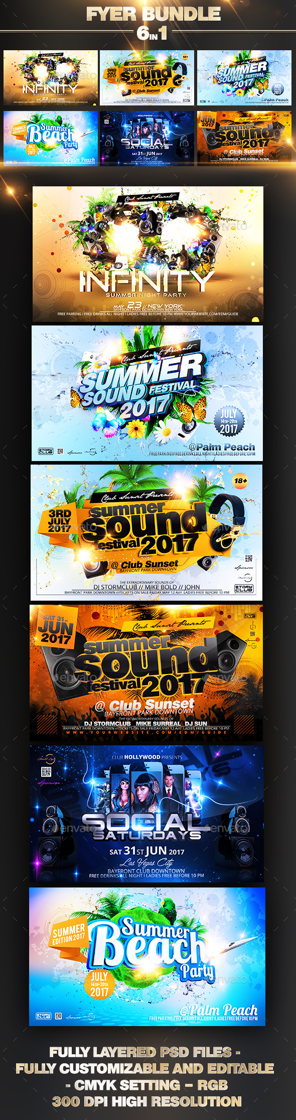 Summer Party Flyer Bundle - Events Flyers