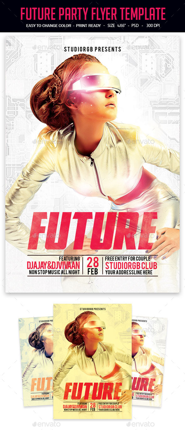 Future Party Flyer Template - Clubs & Parties Events