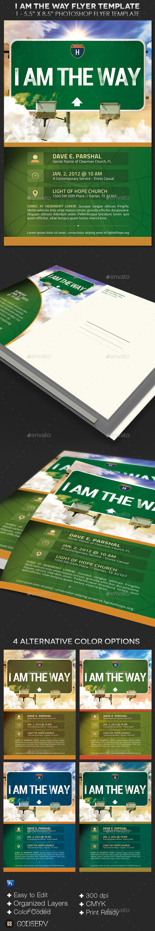 Way Church Flyer Postcard Template - Church Flyers