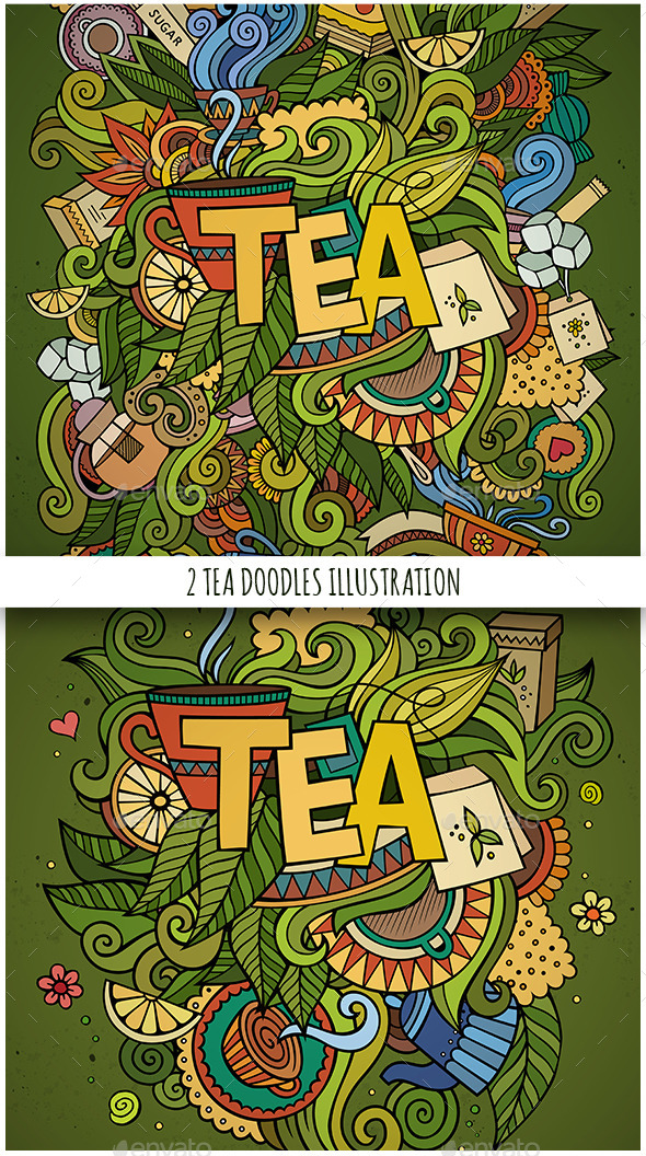 2 Tea Doodles Designs - Conceptual Vectors
