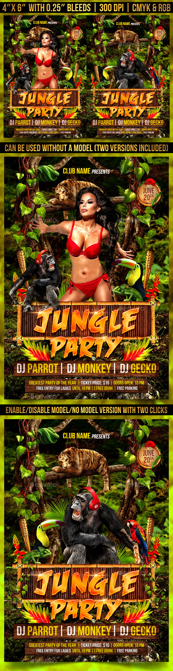jungle party flyer template by gugulanul graphicriver party flyer models