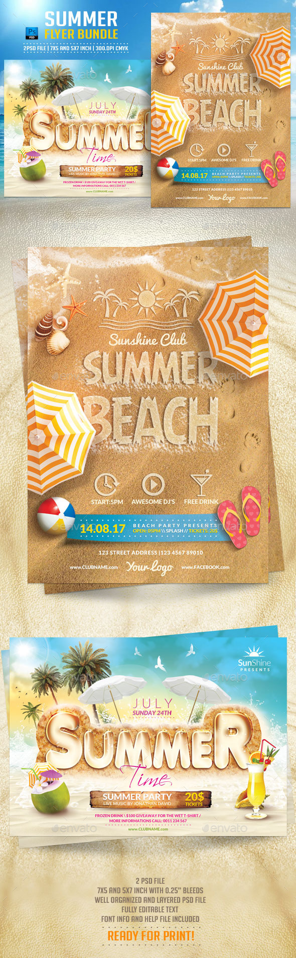 Summer Flyer Bundle - Flyers Print Templates