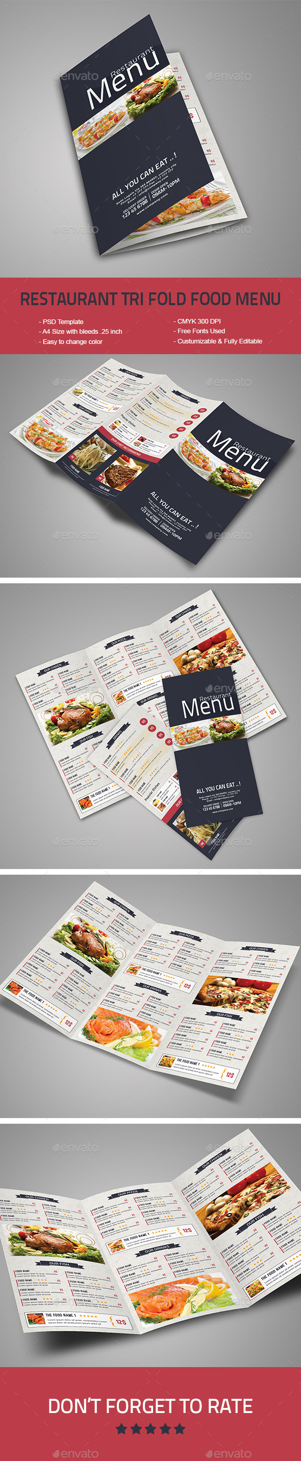 Restaurant Tri-Fold Food Menu - Food Menus Print Templates