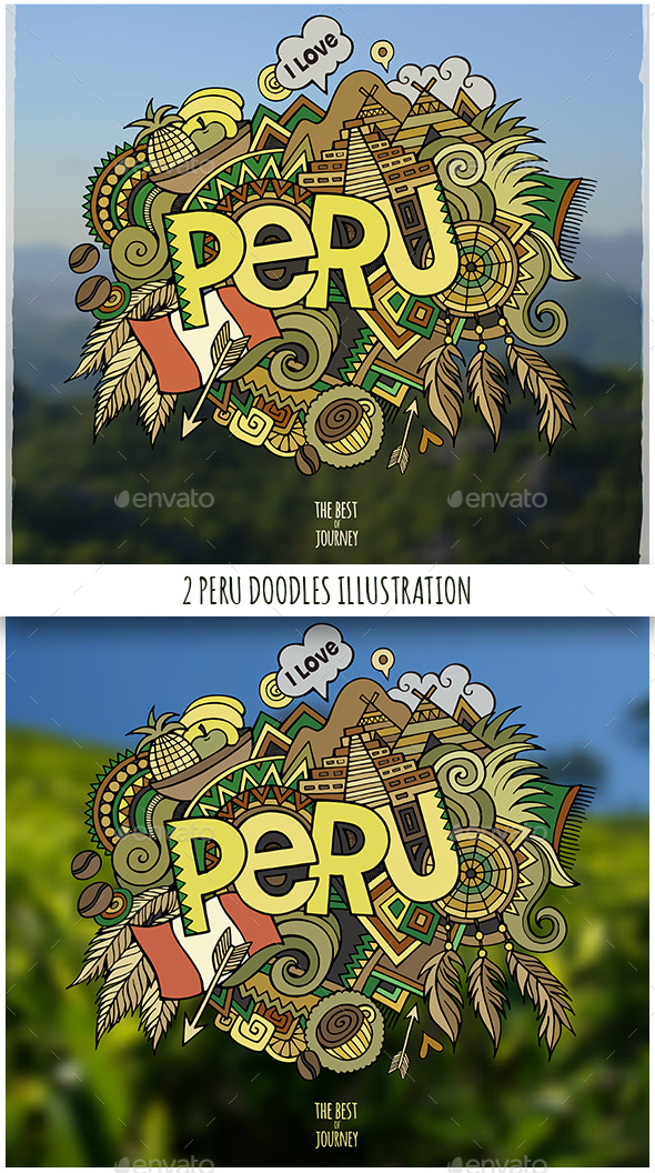2 Peru Doodles Illustrations - Travel Conceptual