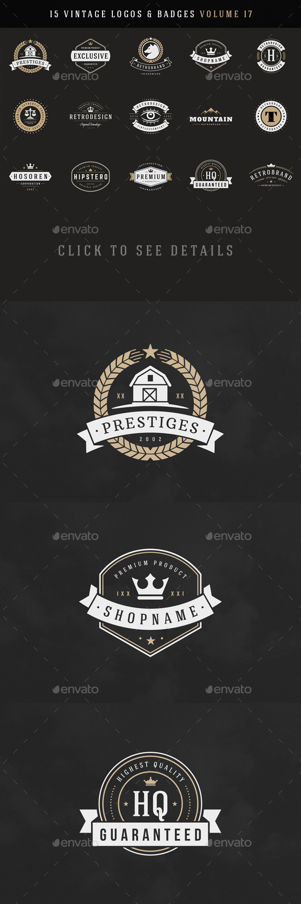 15 Retro Vintage Logotypes or Badges - Badges & Stickers Web Elements