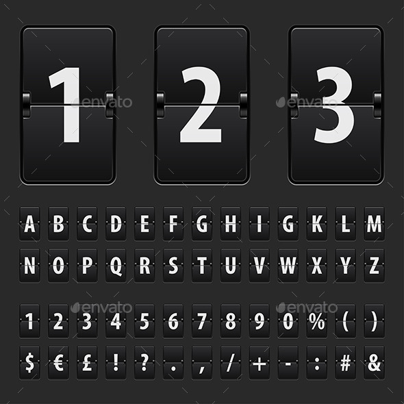 Flip Black Scoreboard Letters, Numbers and Symbols - Backgrounds Decorative