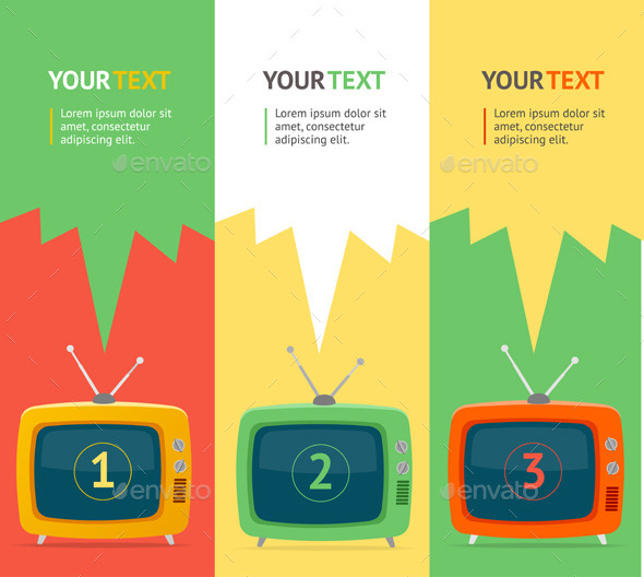 Vector Retro TV Option Banner. Flat Design - Communications Technology