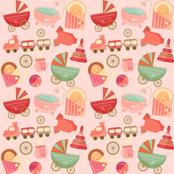 Baby Shower Seamless Backgrounds Set - Backgrounds Decorative