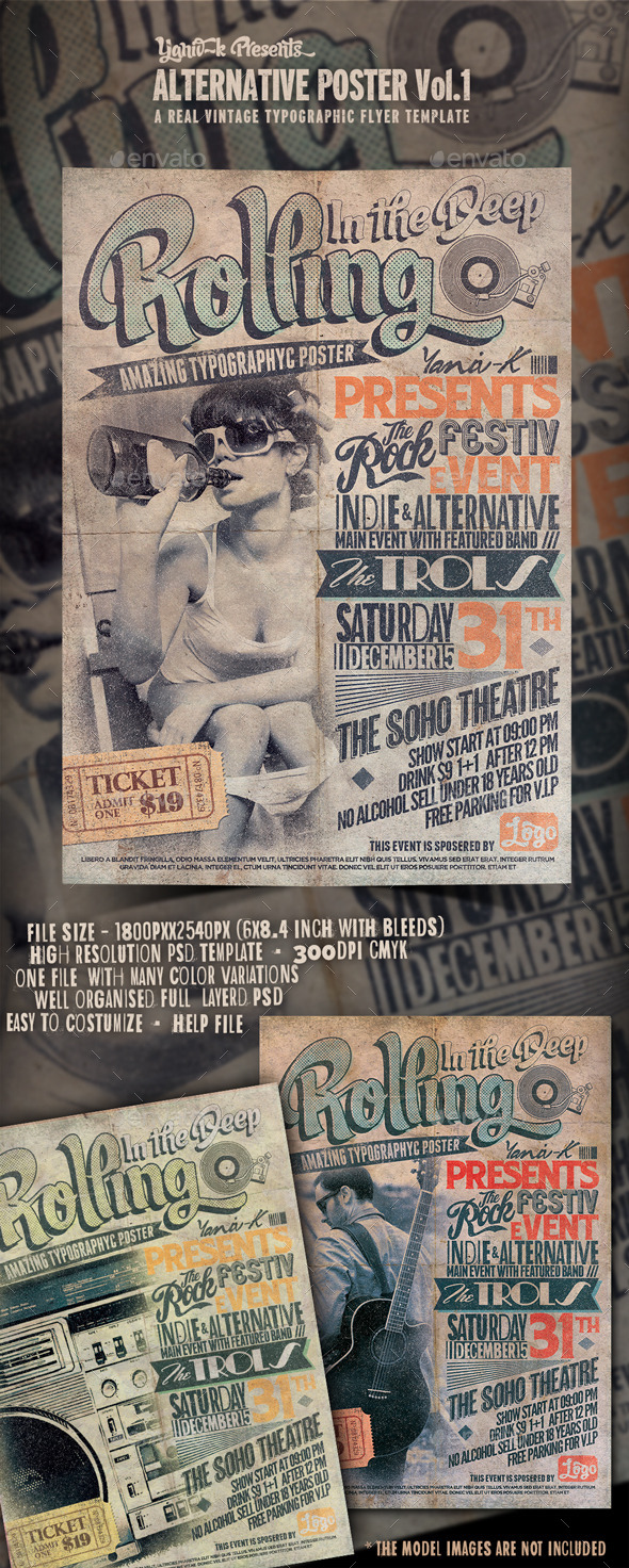 Alternative Flyer/Poster Vol.1 (Typography) - Flyers Print Templates