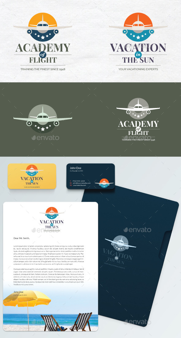 Travel agency or flight school vector logo - Objects Logo Templates