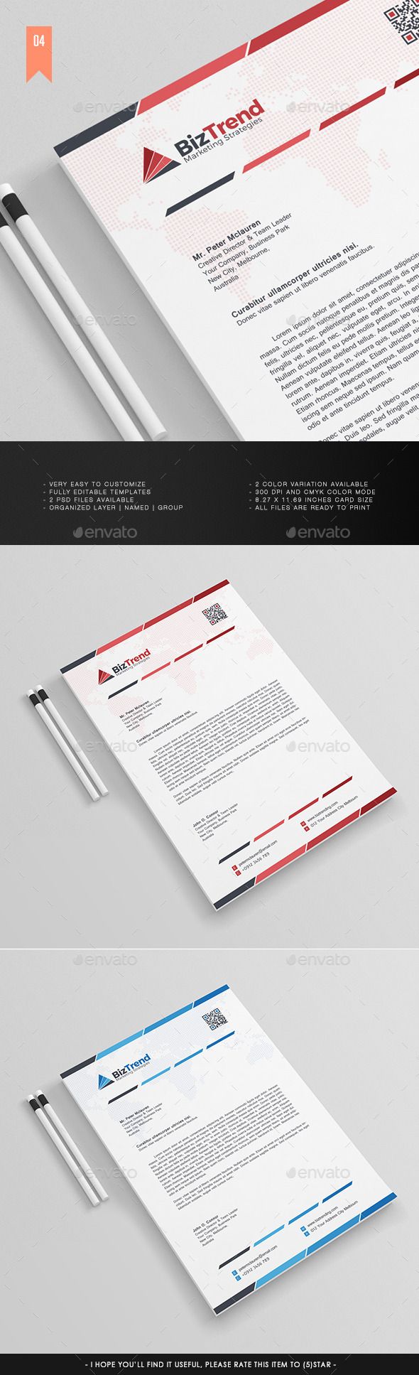 A4 - Business Letterhead V.004 - Stationery Print Templates