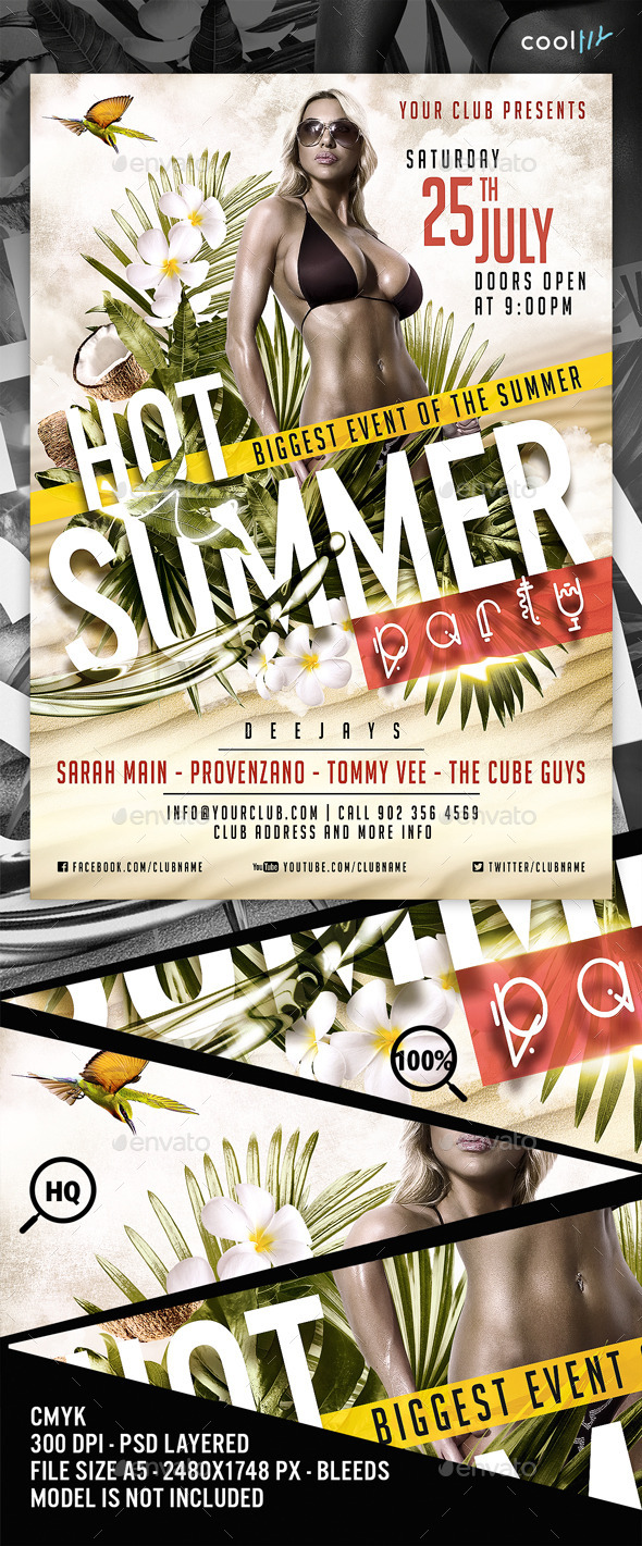 Hot Summer Party Flyer Template - Clubs & Parties Events