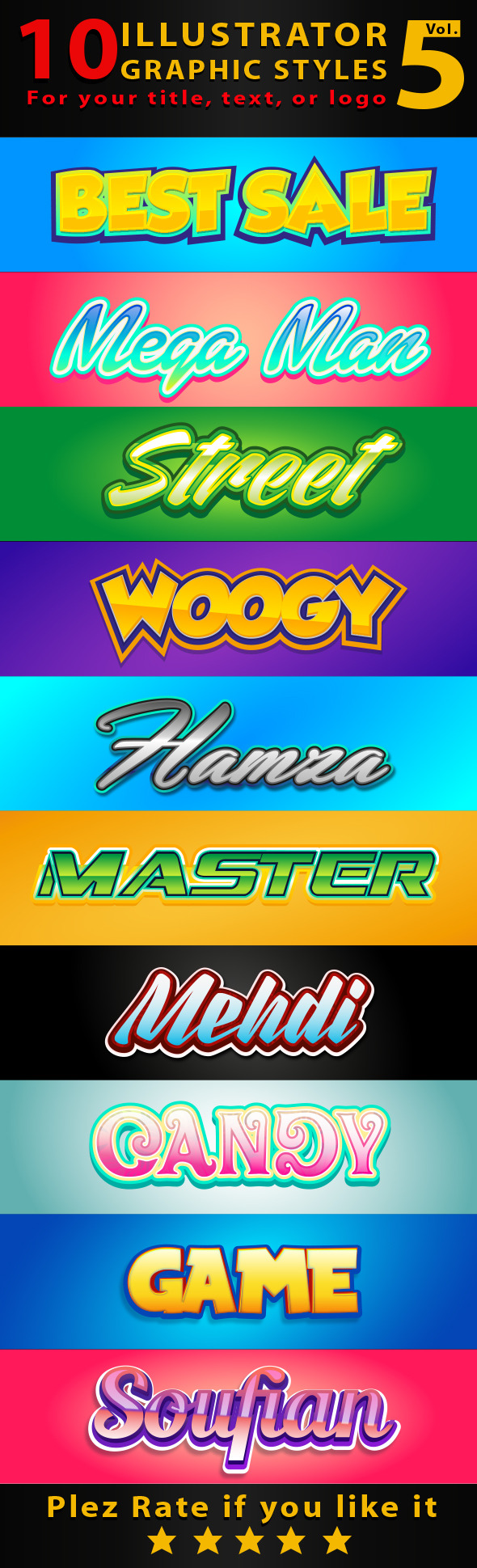 10 Illustrator Graphic Styles Vol.5 - Styles Illustrator