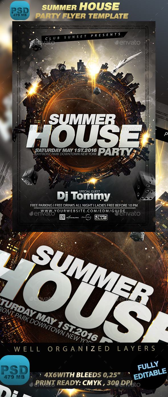 Summer House Party Flyer Template - Events Flyers