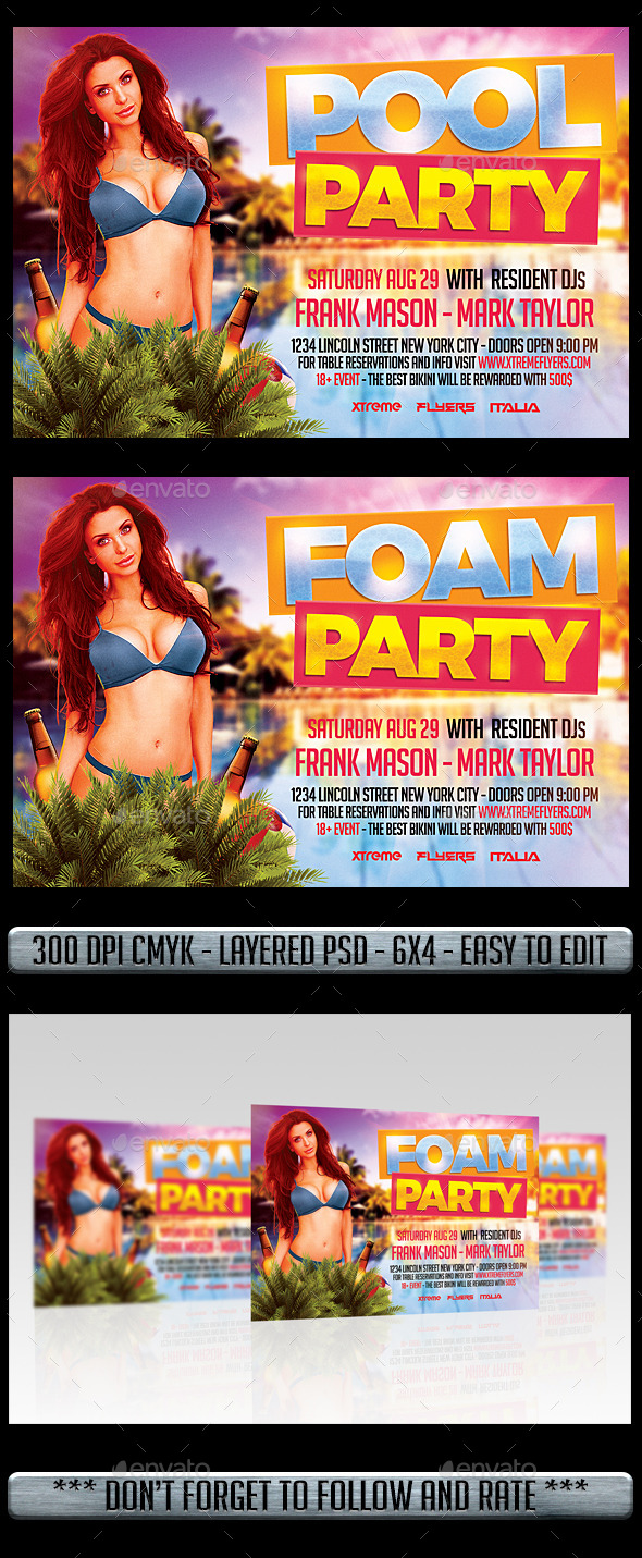 Pool Foam Party Flyer - Flyers Print Templates