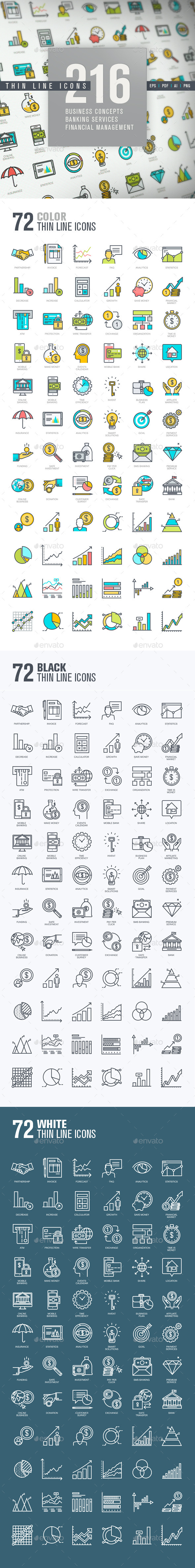 Set of Thin Line Icons for Finance - Business Icons