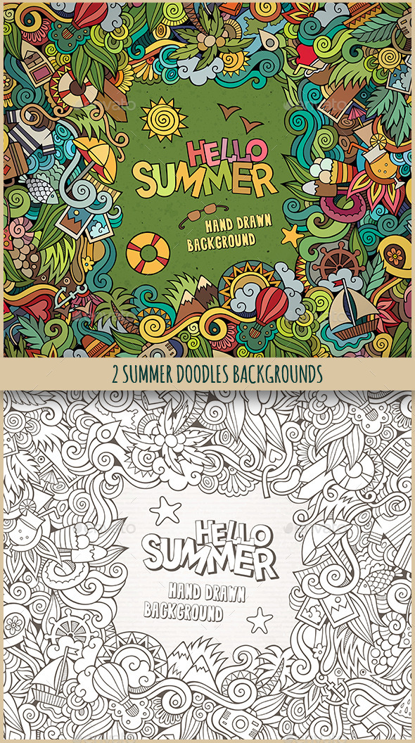 2 Summer Doodles Frames - Seasons Nature