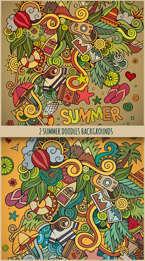 2 Doodles Summer Design Backgrounds - Seasons Nature