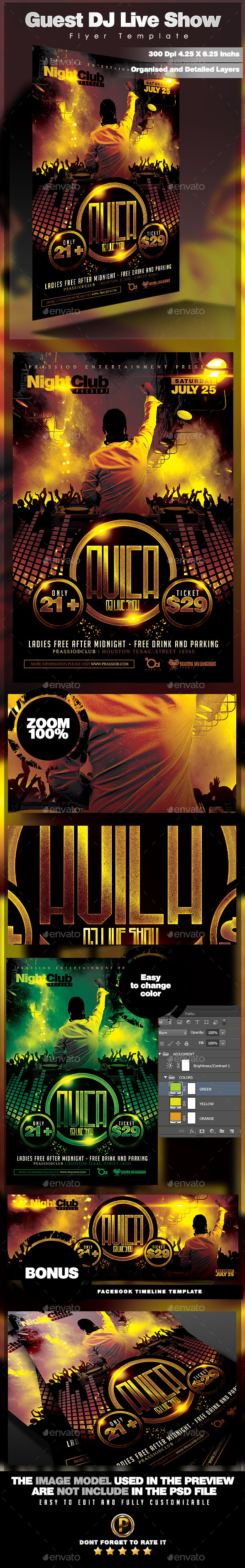 Guest DJ Live Show Flyer Template - Clubs & Parties Events