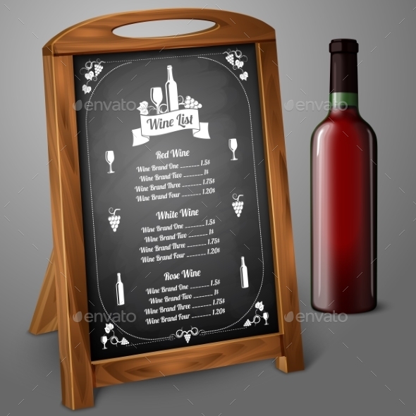 Menu Template on Chalkboard for Alcohol - Man-made Objects Objects